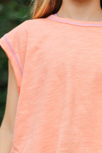 Girls: Victory Lap Orange Contrast Stitch Tee