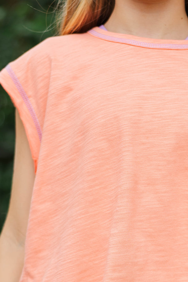 Girls: Victory Lap Orange Contrast Stitch Tee