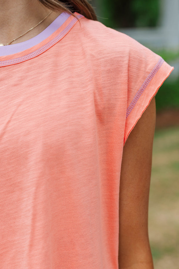 Girls: Victory Lap Orange Contrast Stitch Tee