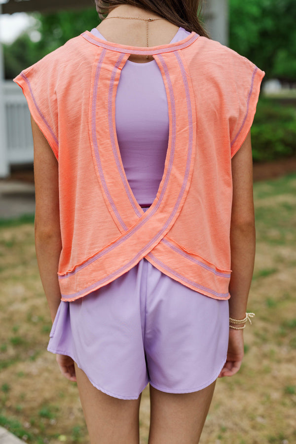 Girls: Victory Lap Orange Contrast Stitch Tee