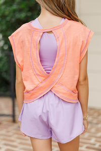 Girls: Victory Lap Orange Contrast Stitch Tee