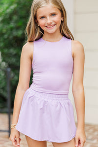 Girls: Just Keep Going Purple Long Crop Tank