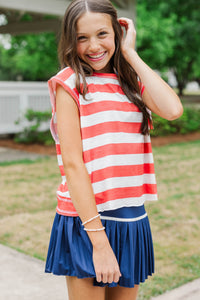Girls: Easy Go-To Red Striped Tee