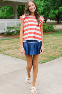 Girls: Easy Go-To Red Striped Tee