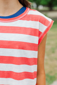 Girls: Easy Go-To Red Striped Tee