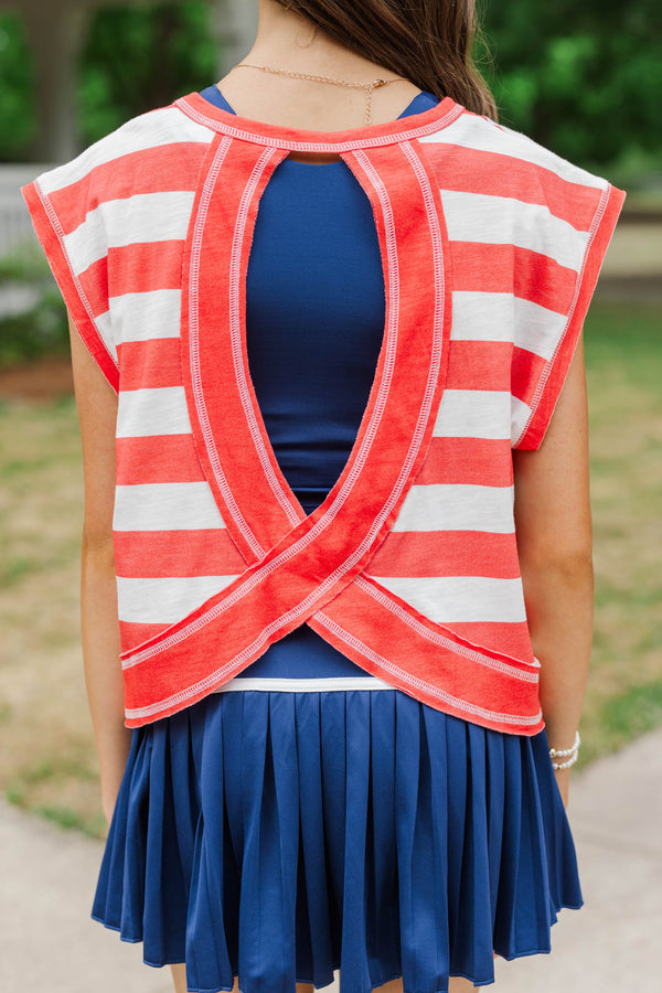 Girls: Easy Go-To Red Striped Tee