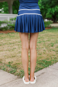 Girls: Court Side Navy And White Trim Skort