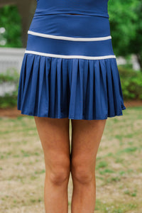 Girls: Court Side Navy And White Trim Skort