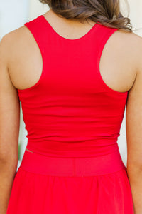 Girls: Just Keep Going Red Long Crop Tank