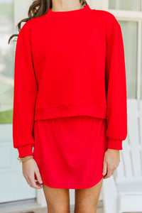 Girls: Born To Move Red Cropped Mockneck Pullover