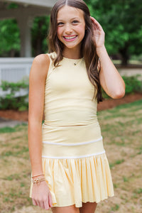Girls: Just Keep Going Yellow Long Crop Tank