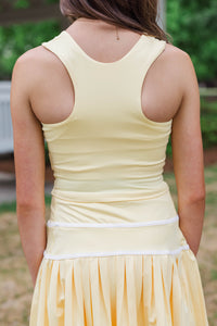 Girls: Just Keep Going Yellow Long Crop Tank