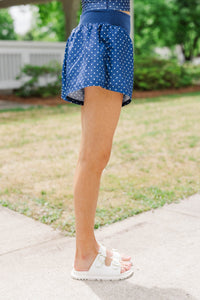 Girls: Counting On You Navy Polka Dot Athletic Shorts