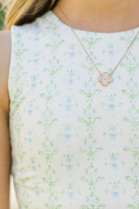 Girls: Just Keep Going White Floral Long Crop Tank