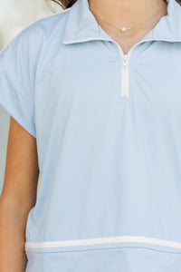 Girls: Tee Time Ready Light Blue Quarter Zip Top