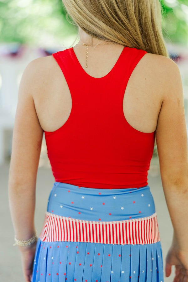 Girls: Just Keep Going Bright Red Long Crop Tank