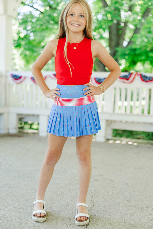 Girls: Just Keep Going Bright Red Long Crop Tank