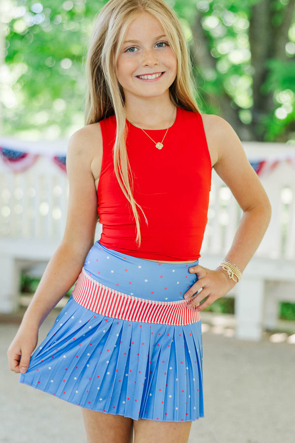 Girls: Just Keep Going Bright Red Long Crop Tank