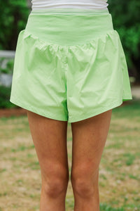 Girls: Counting On You Green Ribbed Athletic Shorts