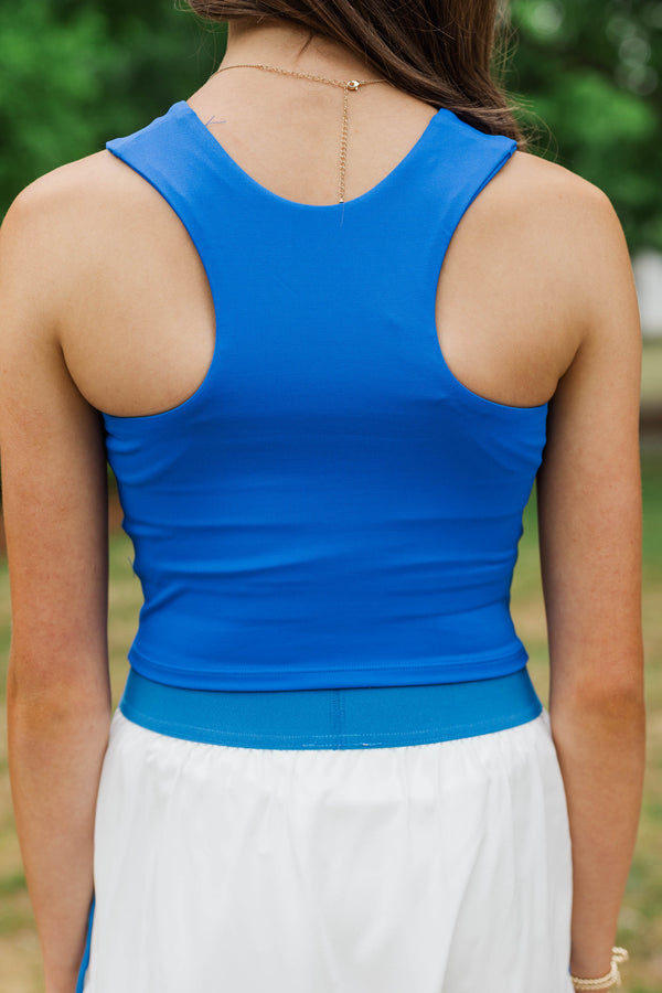 Girls: Just Keep Going Royal Blue Long Crop Tank