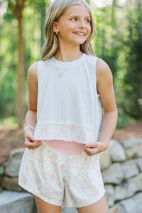 Girls: Up For Anything Light Blue Floral Tank
