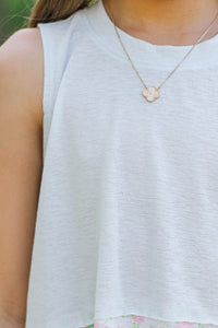 Girls: Up For Anything Light Blue Floral Tank