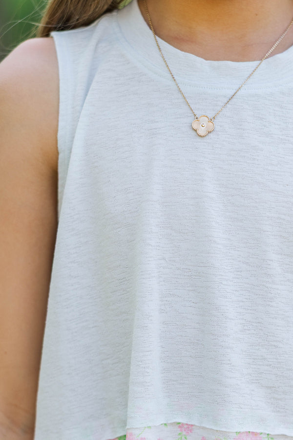 Girls: Up For Anything Light Blue Floral Tank