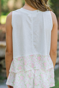 Girls: Up For Anything Light Blue Floral Tank
