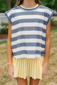Girls: Easy Go-To Navy Striped Tee