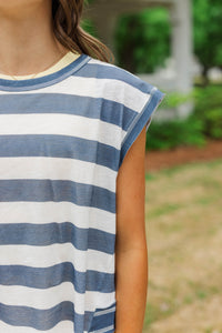 Girls: Easy Go-To Navy Striped Tee
