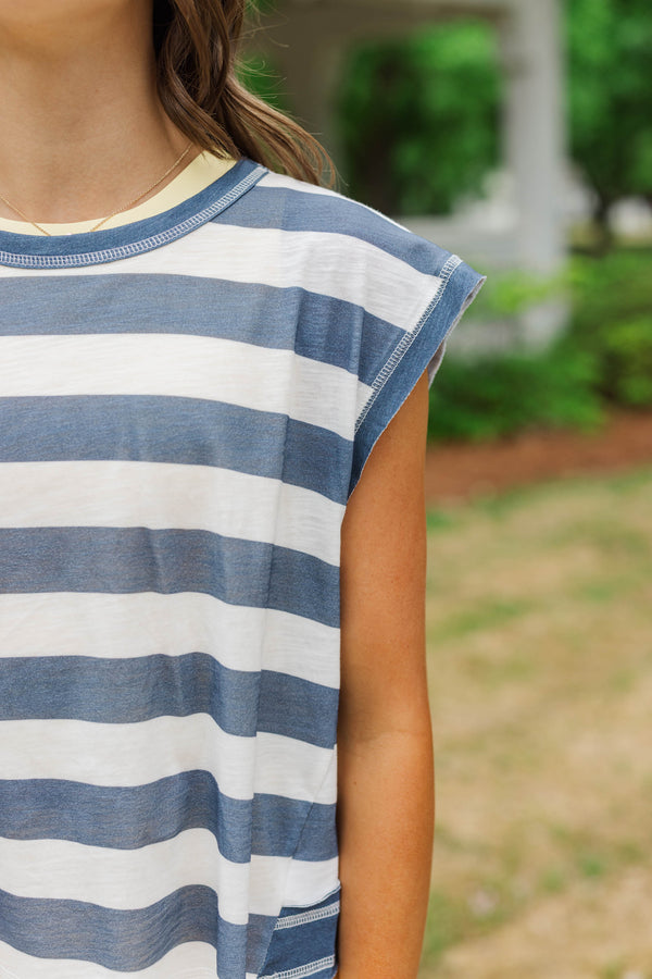 Girls: Easy Go-To Navy Striped Tee