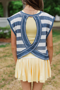 Girls: Easy Go-To Navy Striped Tee