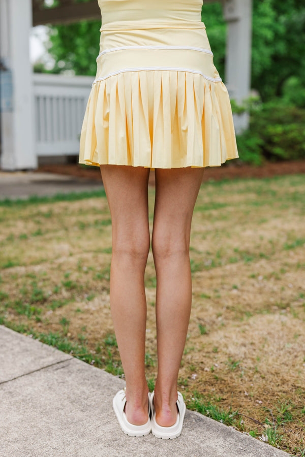 Girls: Court Side Yellow And White Trim Skort