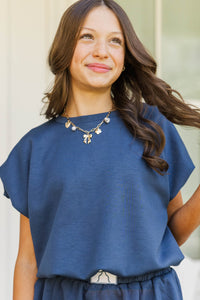 Girls: Simply Yours Navy Bubble Tee