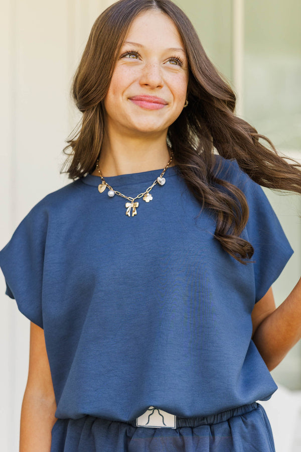 Girls: Simply Yours Navy Bubble Tee