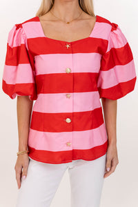 A Moment Like This Pink Striped Blouse