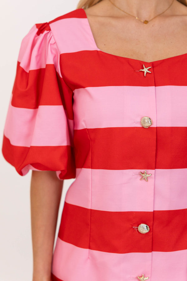 A Moment Like This Pink Striped Blouse