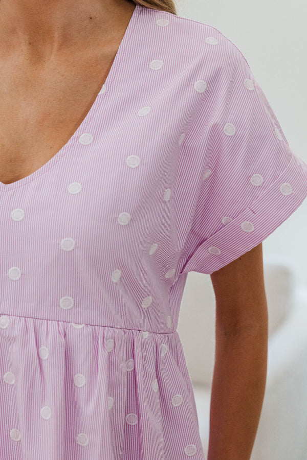 NURSING COLLECTION: Full Of Joy Pink Polka Dot Cotton Dress
