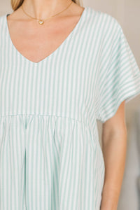 NURSING COLLECTION: Full Of Joy Dress Mint Striped Cotton Dress