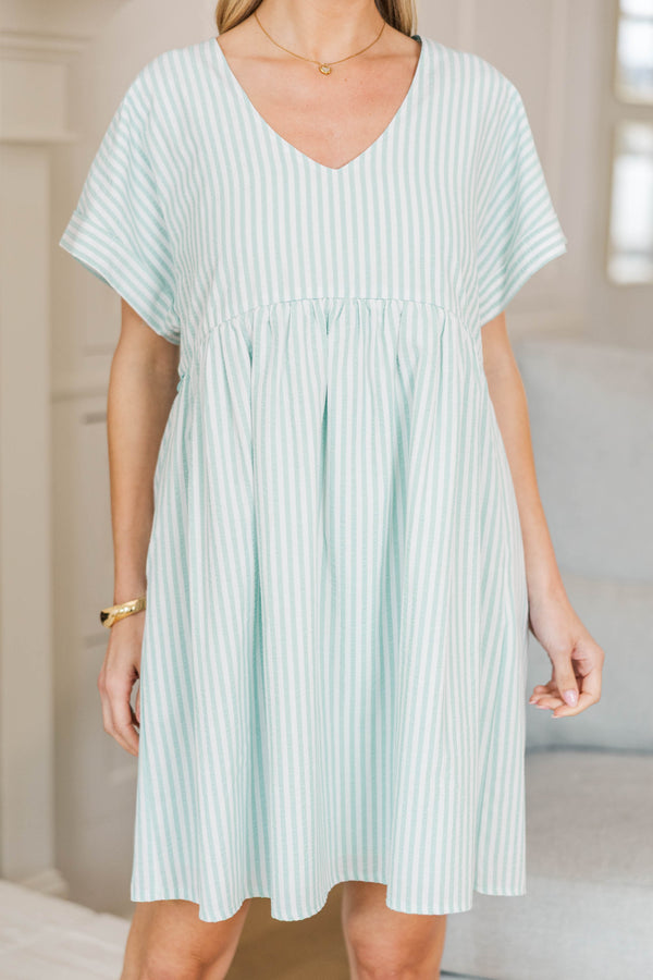 NURSING COLLECTION: Full Of Joy Dress Mint Striped Cotton Dress
