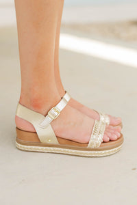 Girls: Breeze Through Today Gold Sandals