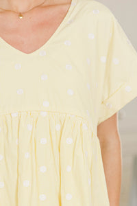 NURSING COLLECTION: Full Of Joy Yellow Polka Dot Cotton Dress
