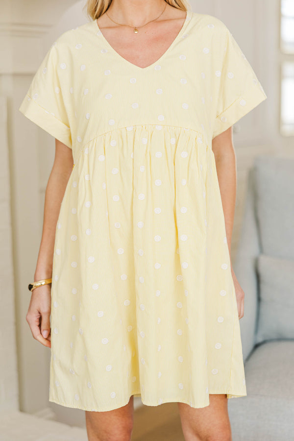 NURSING COLLECTION: Full Of Joy Yellow Polka Dot Cotton Dress