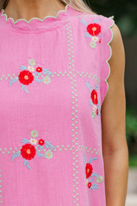 One More Compliment Pink Floral Shift Dress