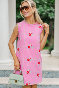 One More Compliment Pink Floral Shift Dress