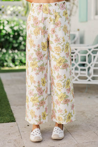 Pretty With Purpose Yellow Floral Wide Leg Jeans