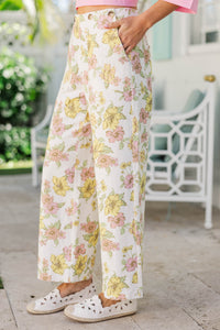 Pretty With Purpose Yellow Floral Wide Leg Jeans