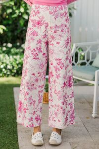 Just Feels Like Me Pink Floral Wide Leg Bottoms