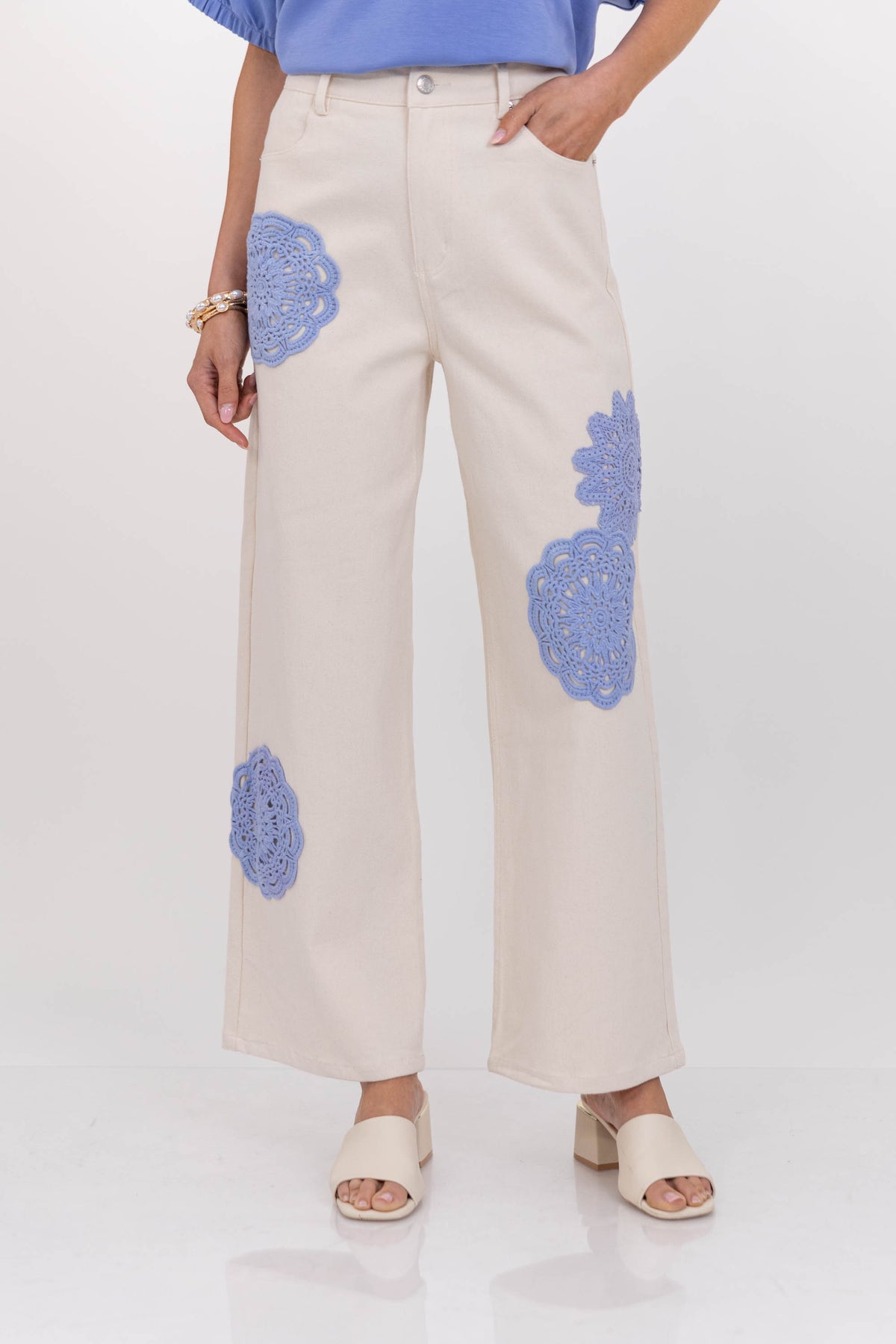 Soft Details Only Cream Eyelet Wide Leg Jeans – Shop the Mint