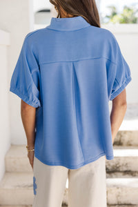 A Simple Life Light Blue V-Neck Blouse